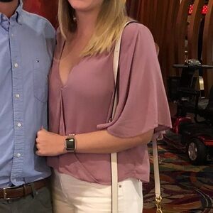 Vici cirrus drape top in dusty orchid